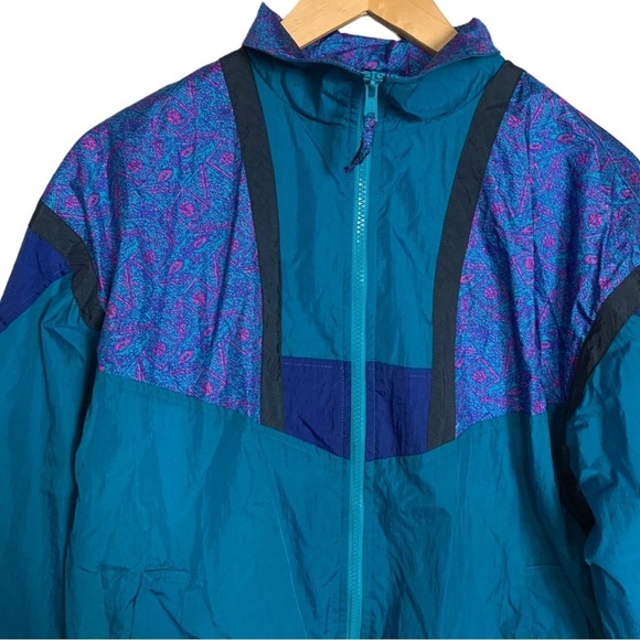 R&R Sports Jacket Vintage 90’s Abstract Print Full Zip Windbreaker Womens Size 8 - Picture 6 of 15